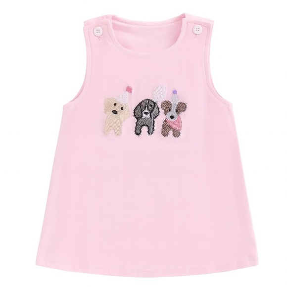NEW Pink Dress Jumper with Cute Embroidered Dog Birthday Dress 3T 4T - Picture 1 of 6